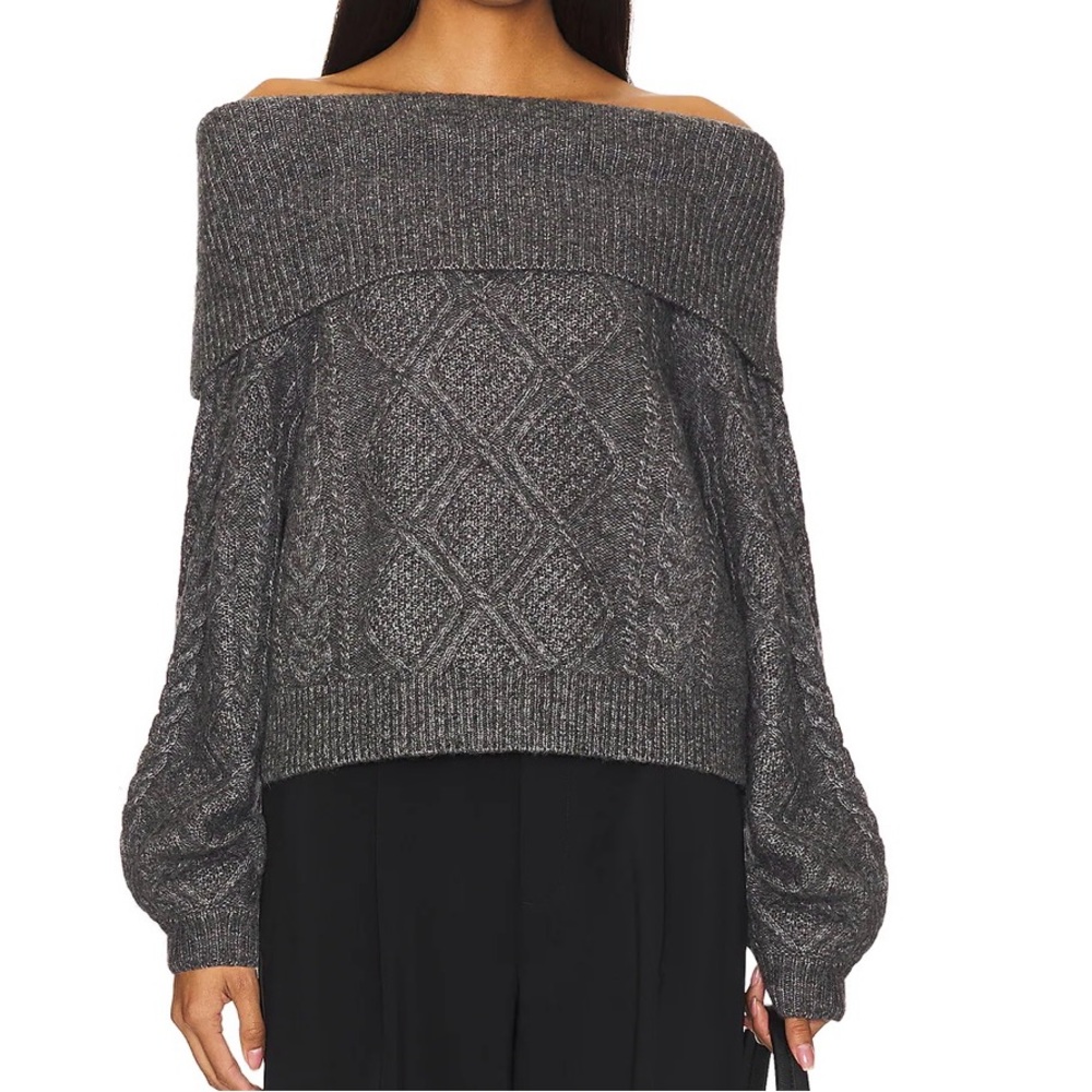Elegant Off-Shoulder Gray Sweater